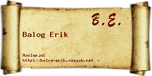 Balog Erik névjegykártya
